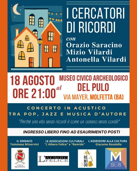 CONCERTO IN ACUSTICO TRA POP, JAZZ E MUSICA DAUTORE, VENERD 18 AGOSTO AL MUSEO CIVICO ARCHEOLOGICO DEL PULO DI MOLFETTA CON IL DUO SARACINO-VILARDI