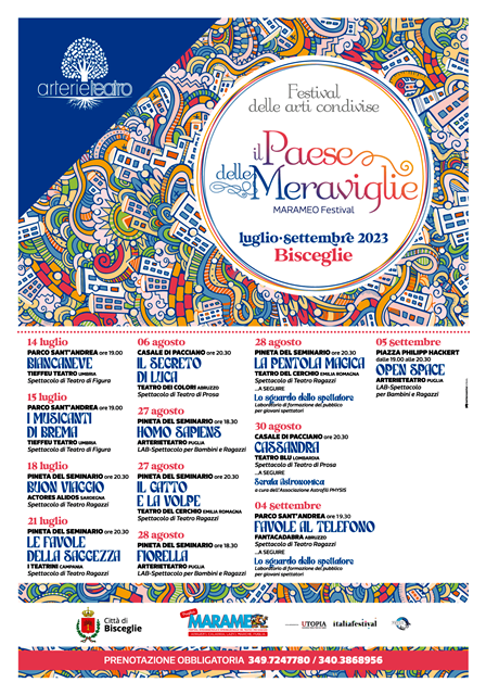 IL PROGRAMMA DEL FESTIVAL IL PAESE DELLE MERAVIGLIE  MARAMEO FESTIVAL DAL 27 AGOSTO AL 5 SETTEMBRE