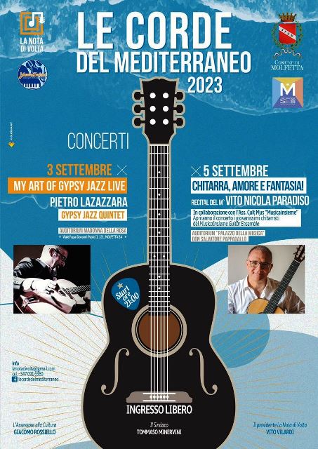 MARTED 3 E GIOVED 5 SETTEMBRE LAPPUNTAMENTO CON LA RASSEGNA CHITARRISTICA LA NOTA DI VOLTA