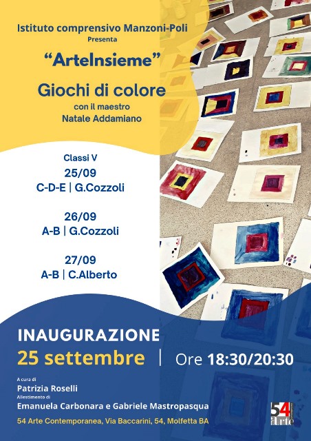 GLI ALUNNI DELLE CLASSI QUINTE DELLE SCUOLE PRIMARIE GIULIO COZZOLI E CARLO ALBERTO ESPORRANNO I LORO LAVORI PRESSO LA GALLERIA ARTE 54 IN VIA BACCARINI