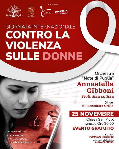 UN CONCERTO CON LORCHESTRA AL FEMMINILE NOTE DI PUGLIA IN OCCASIONE DELLA GIORNATA INTERNAZIONALE CONTRO LA VIOLENZA SULLE DONNE