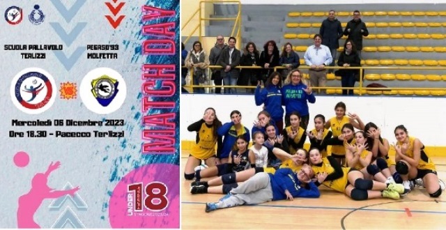 LA SCUOLA PALLAVOLO TERLIZZI INFLIGGE LA PRIMA SCONFITTA STAGIONALE ALL’UNDER 18 DELL’ASDAM PEGASO ’93 MOLFETTA