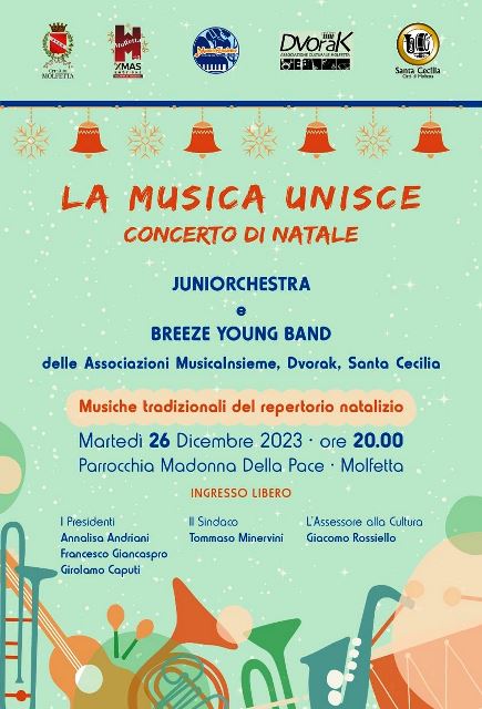 CONCERTO DI NATALE, IL GIORNO DI SANTO STEFANO, MARTED 26 DICEMBRE, PRESSO LA MADONNA DELLA PACE: LA MUSICA UNISCE