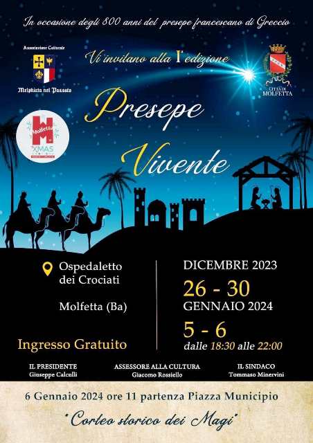 NEL GIORNO DI SANTO STEFANO PRIMA GIORNATA DI VISITA DEL PRESEPE VIVENTE ALLESTITO PRESSO L'OSPEDALETTO DEI CROCIATI ALLA BASILICA DELLA MADONNA DEI MARTIRI