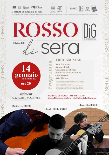 PRIMO APPUNTAMENTO DEL NUOVO ANNO AL MUSEO DIOCESANO DI MOLFETTA CON LA RASSEGNA MUSICALE ROSSO DI SERA 