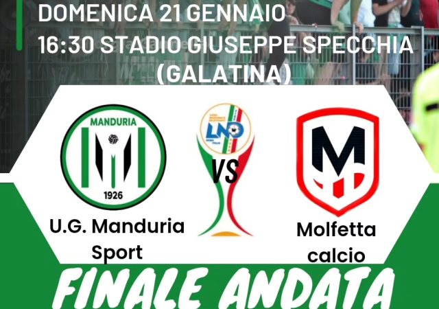 TERMINA IN PARIT LA GARA DI ANDATA DELLA FINALE DI COPPA ITALIA DI ECCELLENZA PUGLIESE TRA MANDURIA E MOLFETTA CALCIO