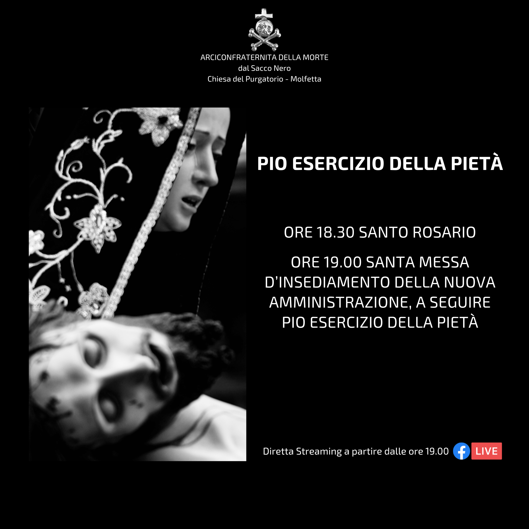 SI INSEDIA OGGI, DOMENICA 18 FEBBRAIO, PRIMA DI QUARESIMA, LA NUOVA AMMINISTRAZIONE DELL'ARCICONFRATERNITA DELLA MORTE