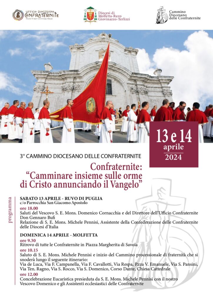 DOMENICA 14 APRILE, IL TERZO CAMMINO DIOCESANO DELLA CONFRATERNITE A MOLFETTA
