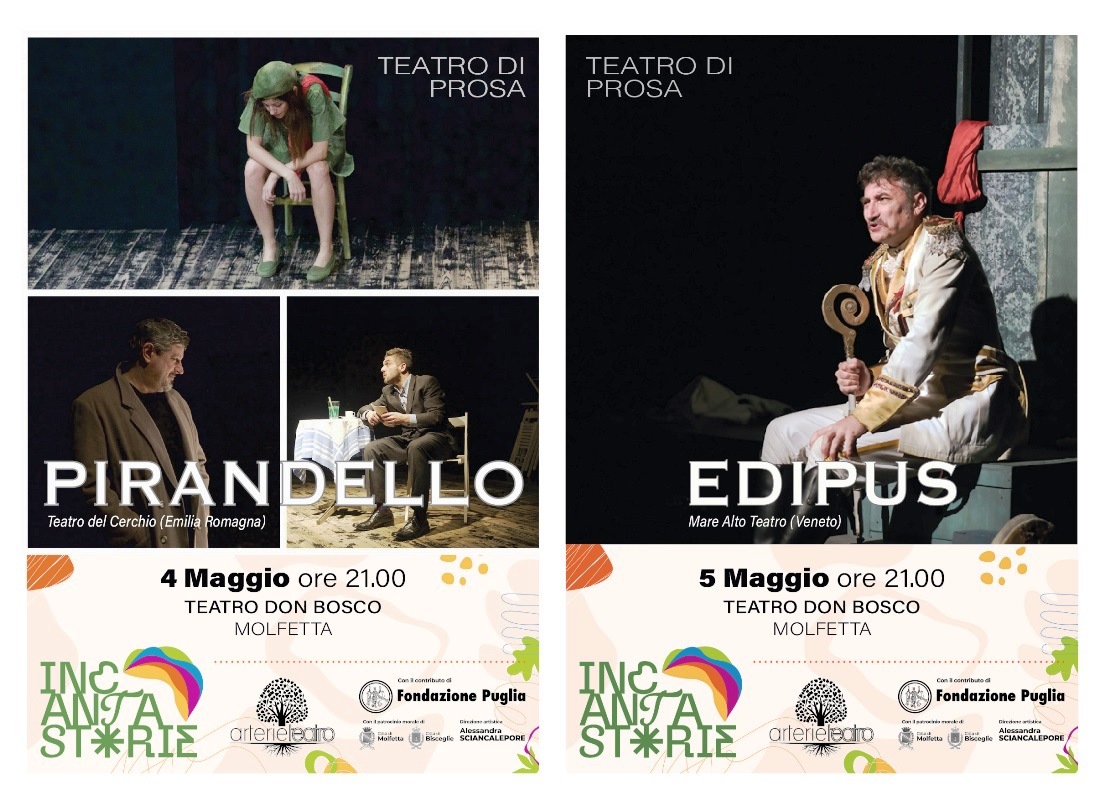 NUOVO APPUNTAMENTO CON IL TEATRO DI PROSA PER LA RASSEGNA INCANTASTORIE, SABATO 4 E DOMENICA 5 MAGGIO AL TEATRO DON BOSCO DI MOLFETTA