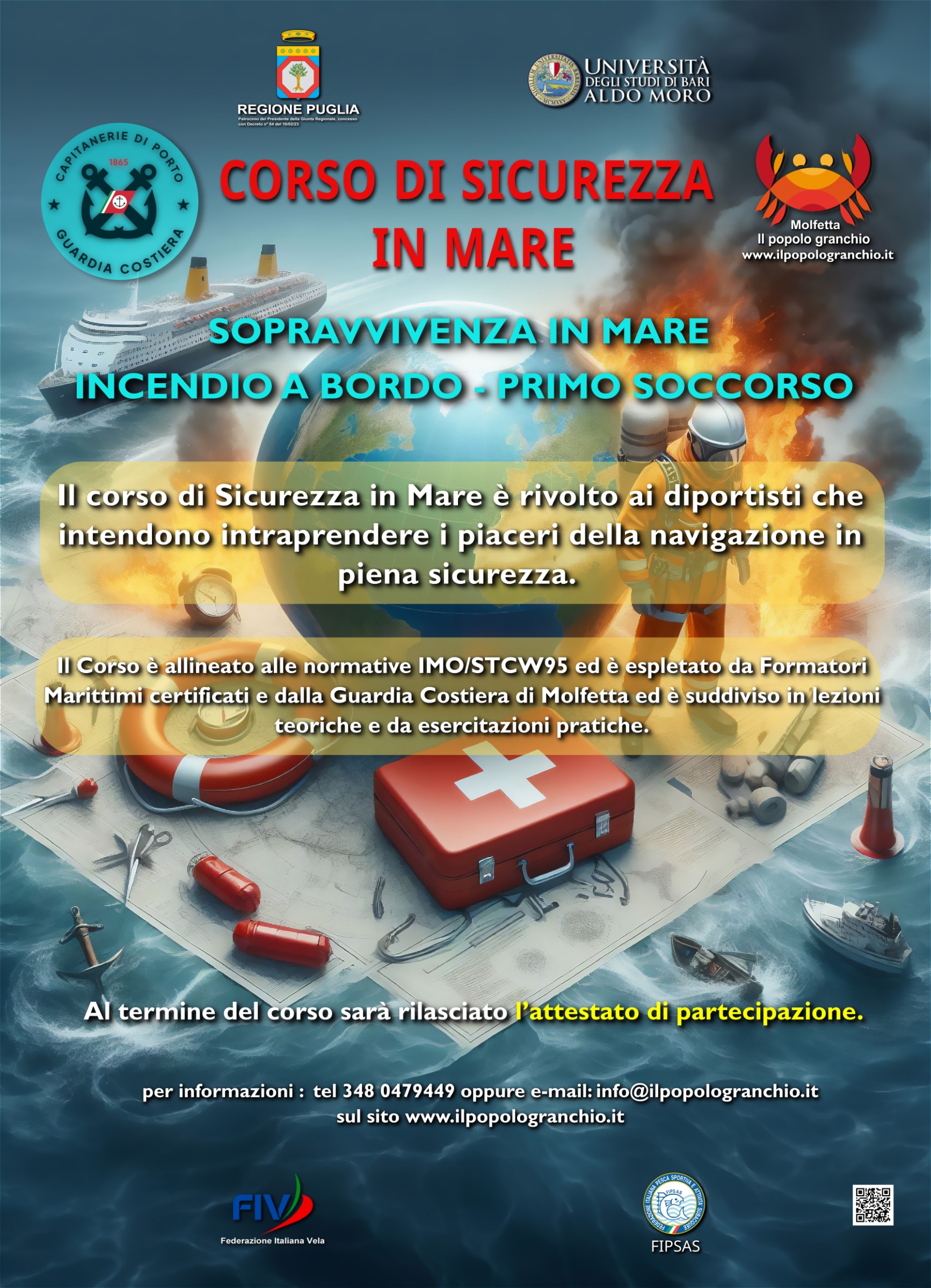 E' STATO ORGANIZZATO UN CORSO DI SICUREZZA IN MARE SU INIZIATIVA DELLASSOCIAZIONE IL POPOLO GRANCHIO