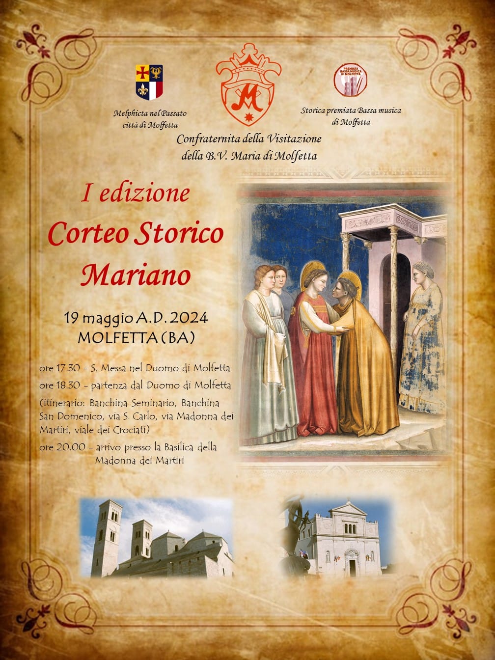 DOMENICA 19 MAGGIO LA PRIMA EDIZIONE DEL CORTEO STORICO MARIANO VOLUTO DALLA CONFRATERNITA DELLA VISITAZIONE