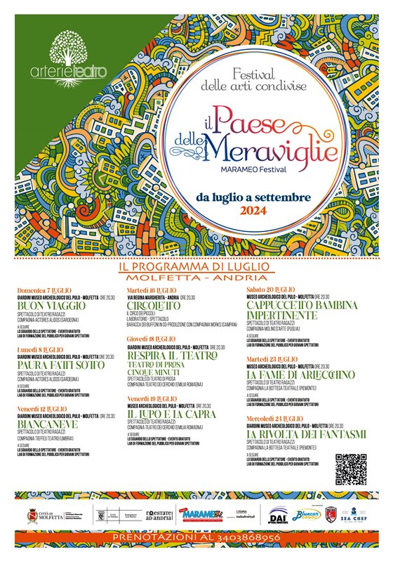 PROSEGUE ANCHE NEL MESE DI LUGLIO IL FESTIVAL DI TEATRO E DELLE ARTI CONDIVISE IL PAESE DELLE MERAVIGLIE  MARAMEO