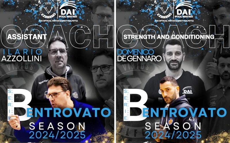 PER LA VIRTUS BASKET MOLFETTA DUE IMPORTANTI RICONFERME NELLO STAFF TECNICO DELLA STAGIONE 2024/2025: ILARIO AZZOLLINI E DOMENICO DE GENNARO