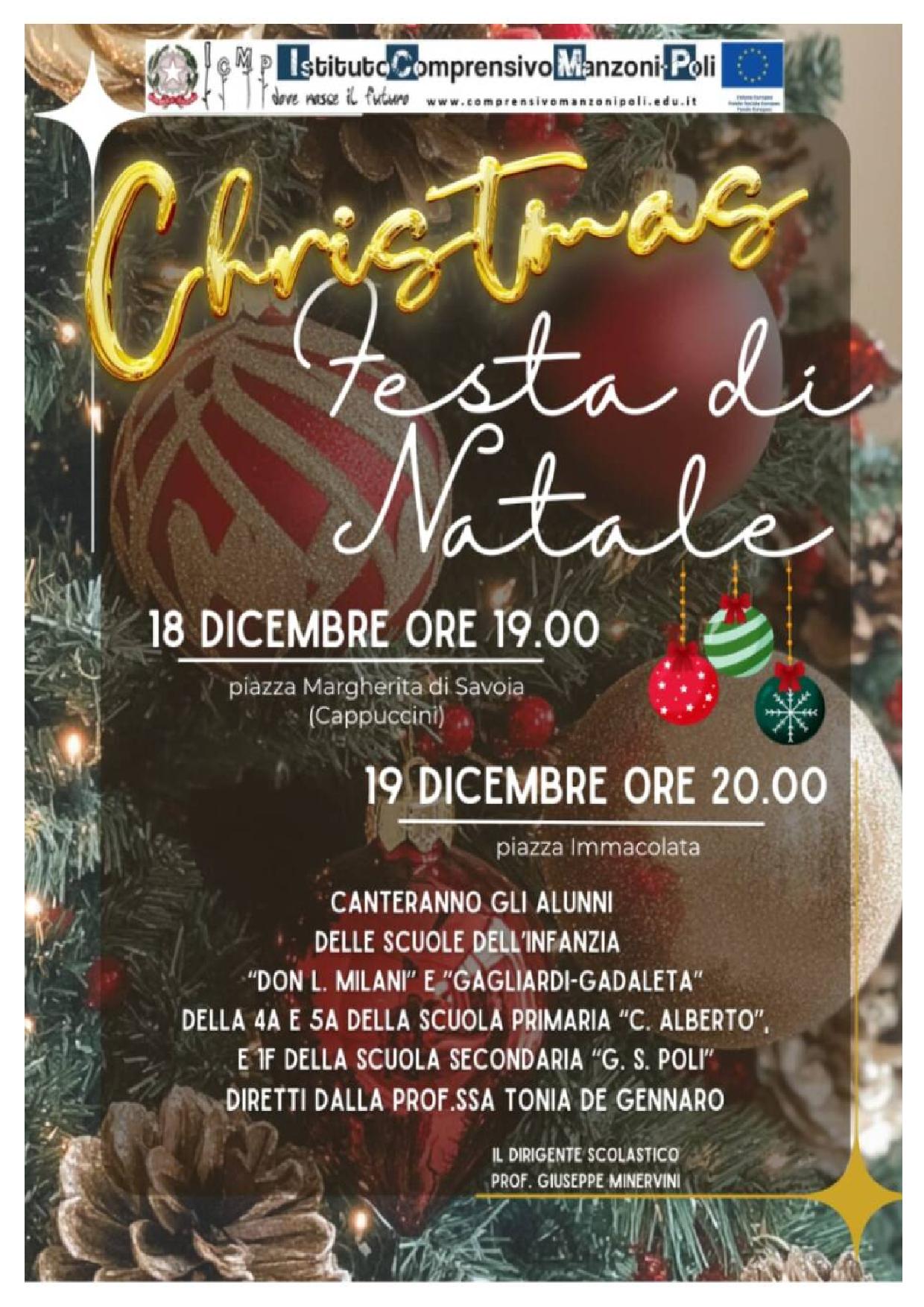I CANTI NATALIZI DEI BAMBINI DELLA SCUOLA PRIMARIA MANZONI, PLESSO C. ALBERTO, DELLE SCUOLE DELL'INFANZIA 