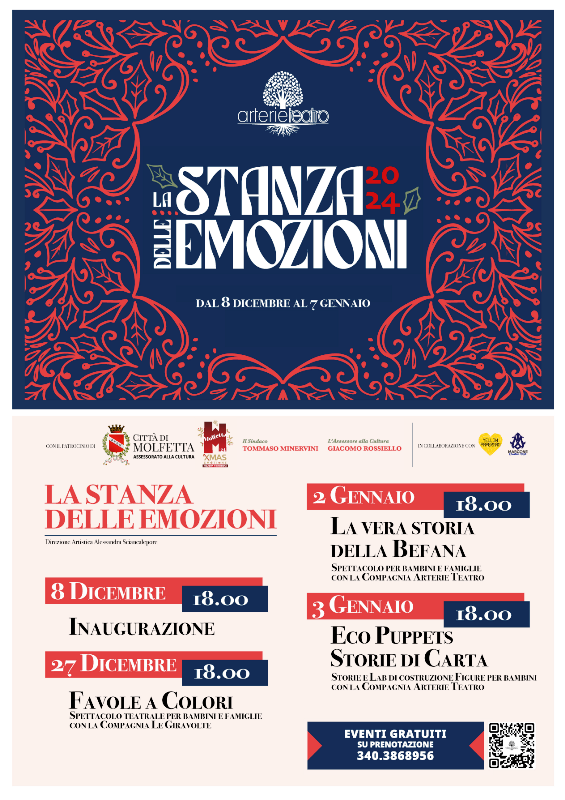 SI PU VISITARE FINO AL 7 GENNAIO LA TERZA EDIZIONE DE LA STANZA DELLE EMOZIONI ALLESTITA PRESSO LA SALA DEI TEMPLARI A MOLFETTA