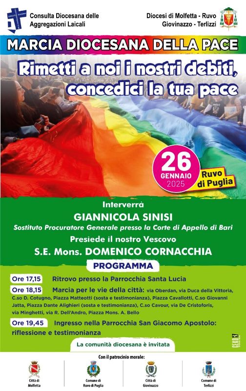 SI TERR DOMENICA 26 GENNAIO A RUVO DI PUGLIA LA X EDIZIONE DELLA TRADIZIONALE MARCIA DIOCESANA PER LA PACE