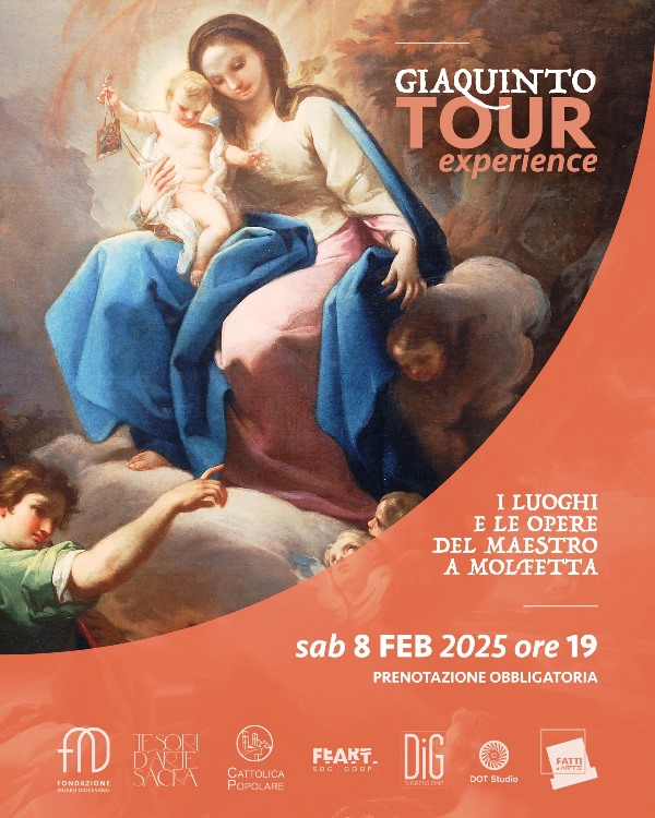 SABATO 8 FEBBRAIO IL GIAQUINTO TOUR EXPERIENCE PER CELEBRARE LANNIVERSARIO DELLA NASCITA DEL GRANDE ARTISTA MOLFETTESE