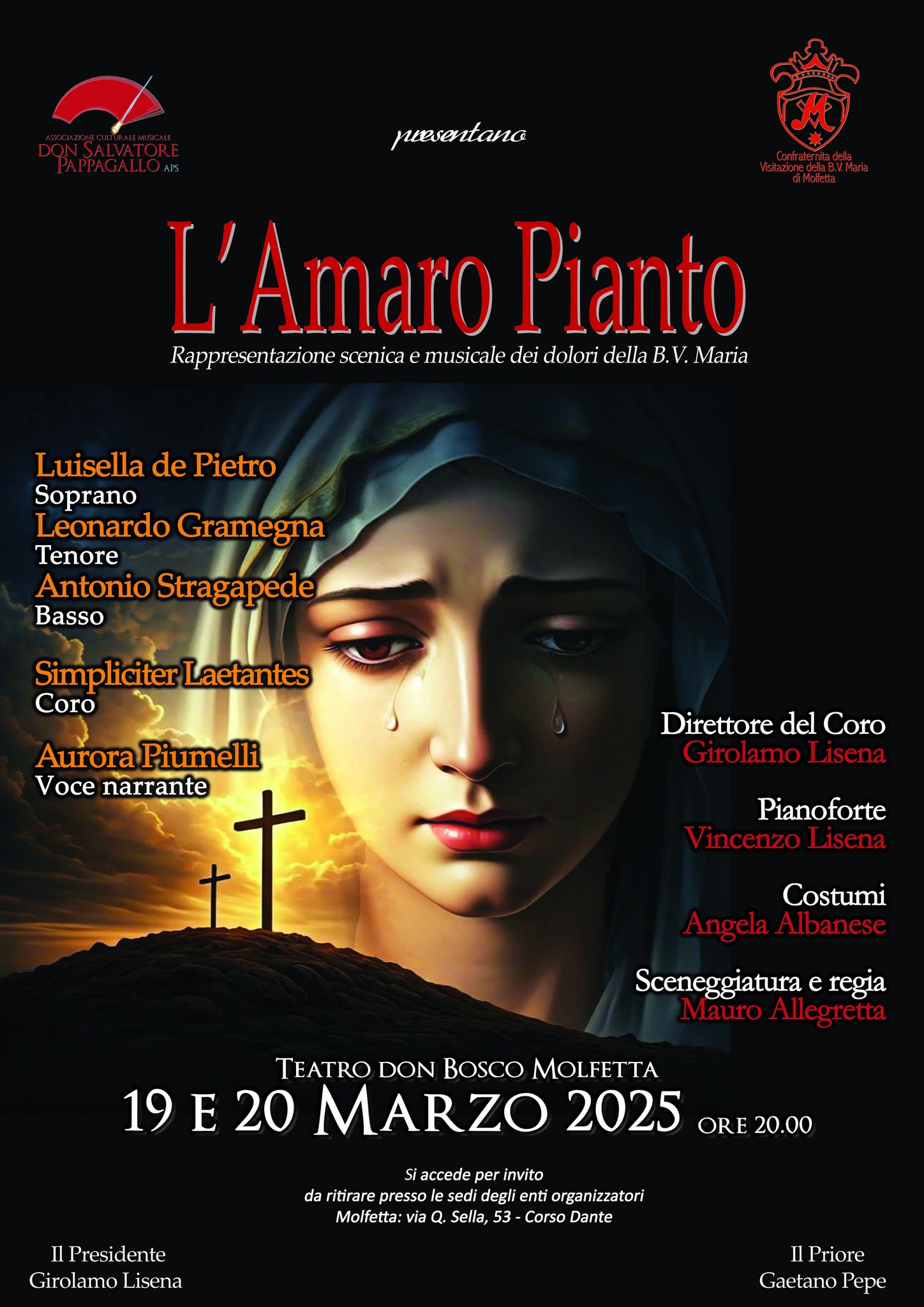 L'AMARO PIANTO, UNA DUE GIORNI AL TEATRO DON BOSCO RIFLETTENDO SUI DOLORI DELLA B.V. ADDOLORATA