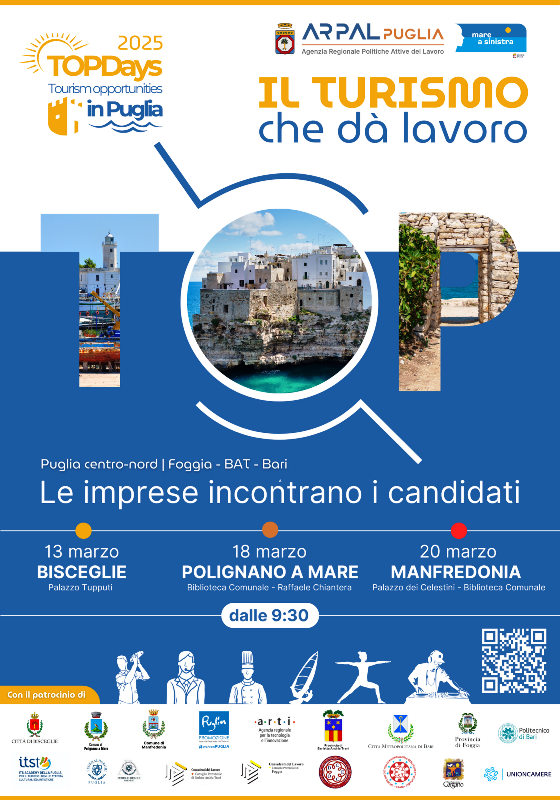 ARPAL PUGLIA, TORNA TOPDAYS: IL TURISMO CHE D LAVORO