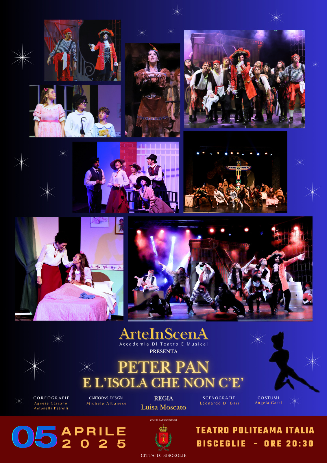 PETER PAN VOLA AL TEATRO POLITEAMA ITALIA DI BISCEGLIE, SABATO 5 APRILE