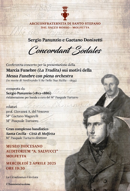 UN'INEDITA MARCIA FUNEBRE SCRITTA DAL COMPOSITORE MOLFETTESE SERGIO PANUNZIO SAR ESEGUITA AL MUSEO DIOCESANO DI MOLFETTA, MERCOLED 2 APRILE