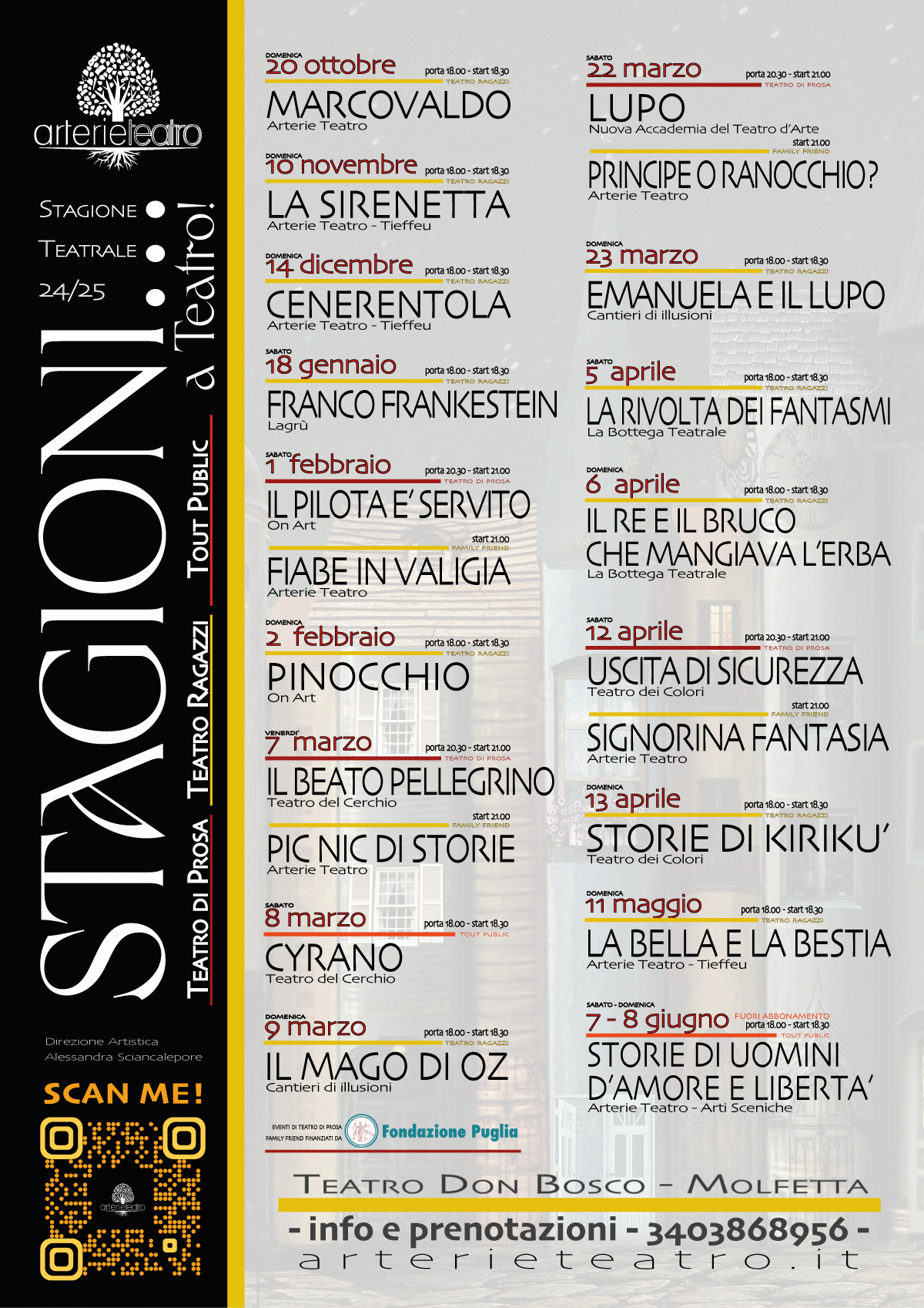 PROSEGUE NEL MESE DI APRILE STAGIONI...A TEATRO!, LA RASSEGNA TEATRALE DI ARTERIE TEATRO AL TEATRO DON BOSCO DI MOLFETTA