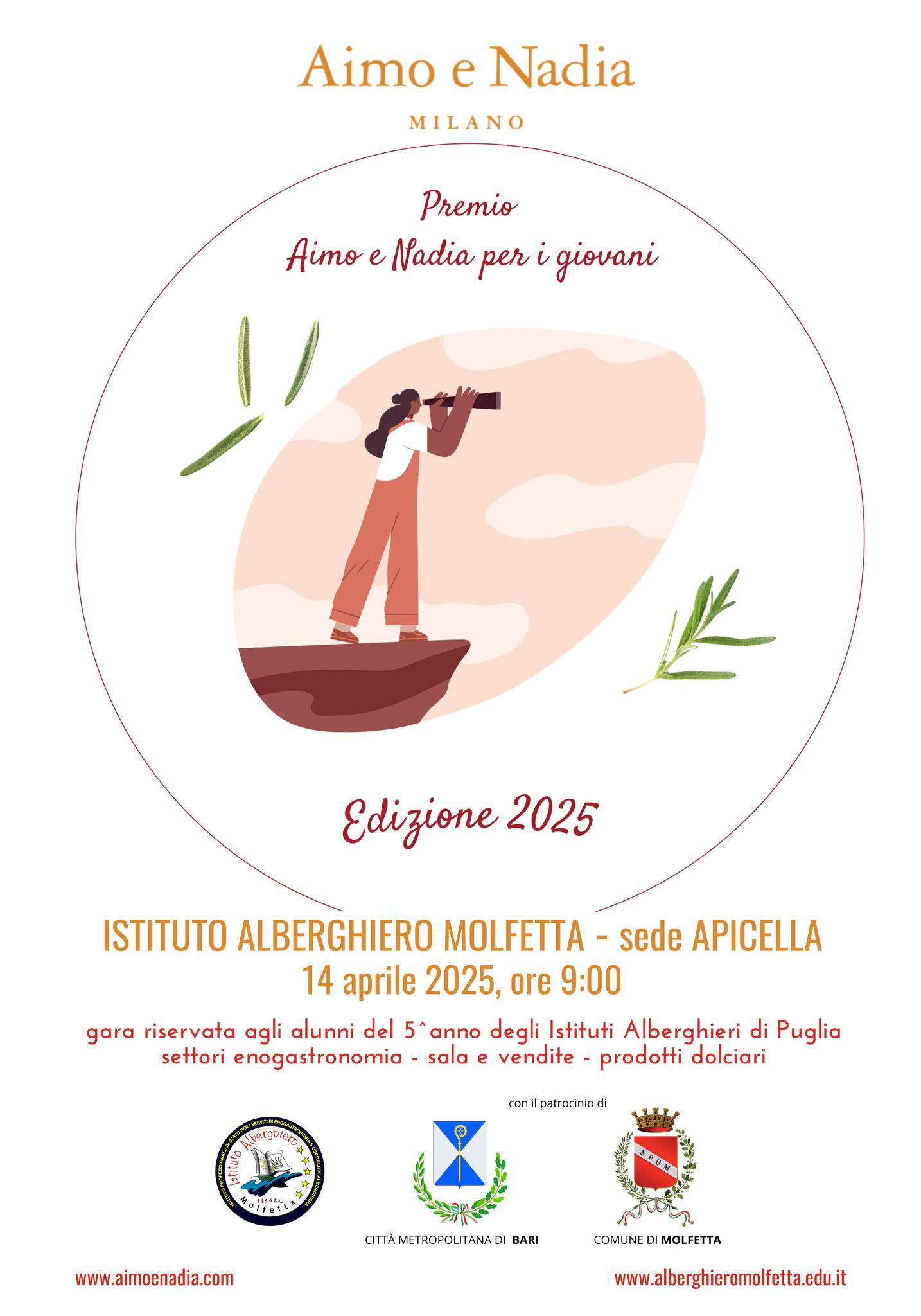 LUNED 14 APRILE SI SVOLGER PRESSO LA SEDE DELLISTITUTO ALBERGHIERO DI MOLFETTA, LA SECONDA EDIZIONE DEL PREMIO AIMO E NADIA PER I GIOVANI