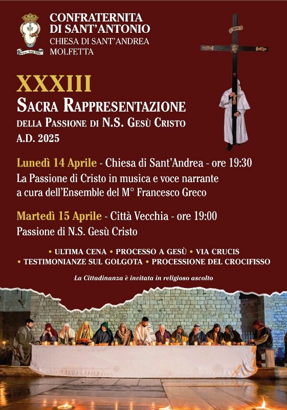SI RINNOVA OGGI LA SACRA RAPPRESENTAZIONE DELLA PASSIONE DI N.S. A CURA DELLA CONFRATERNITA S. ANTONIO