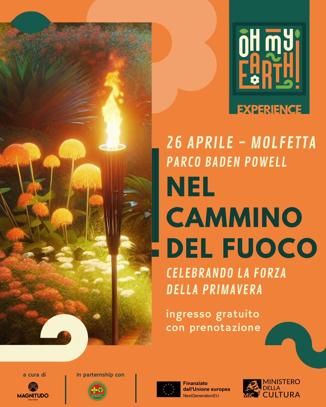 AL PARCO BADEN POWELL, SABATO 26 APRILE, IL COLLETTIVO MAGNITUDO PRESENTA NEL CAMMINO DEL FUOCO PER CELEBRARE LA PRIMAVERA A MOLFETTA