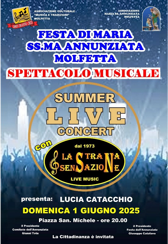 FESTEGGIAMENTI IN ONORE DI MARIA SS. ANNUNZIATA A MOLFETTA: TRE MOMENTI MUSICALI NELLE TRE GIORNATE DI FESTA