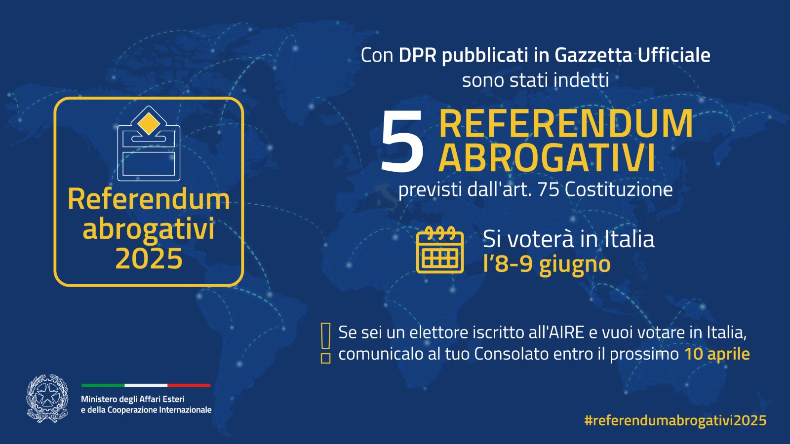 DOMENICA PROSSIMA 8 GIUGNO SI VOTA PER I REFERENDUM, UN ERRORE NON ANDARE A VOTARE