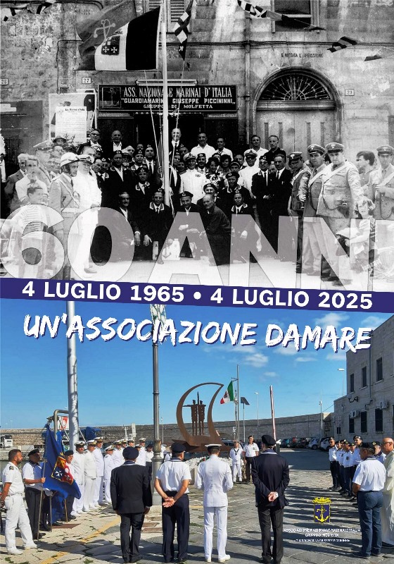 VENERD 4 LUGLIO IL GRUPPO A.N.M.I. MOLFETTA, CELEBRA I 60 ANNI DI ATTIVIT