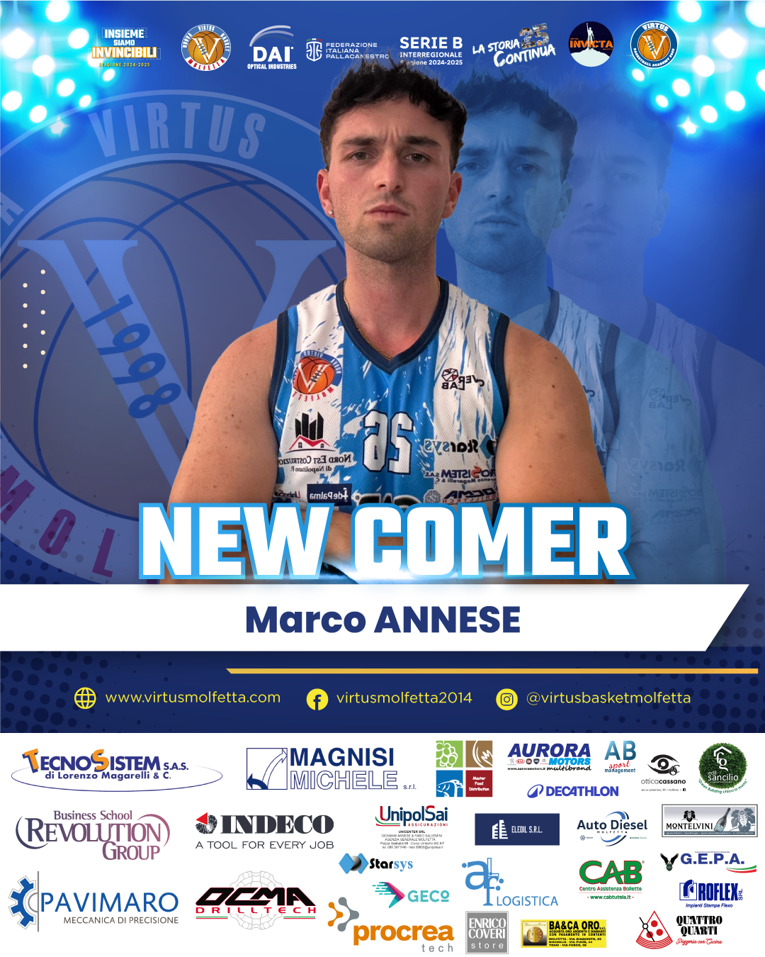 ANCHE MARCO ANNESE TORNERA A GIOCARE CON LA DAI OPTICAL VIRTUS BASKET MOLFETTA