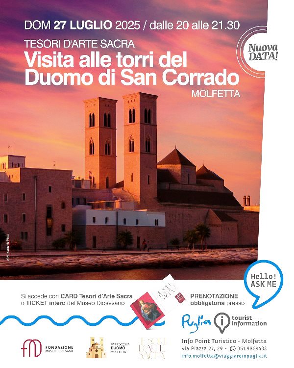 NUOVA DATA PER VISITARE LE TORRI DEL DUOMO DI SAN CORRADO: DOMENICA 27 LUGLIO