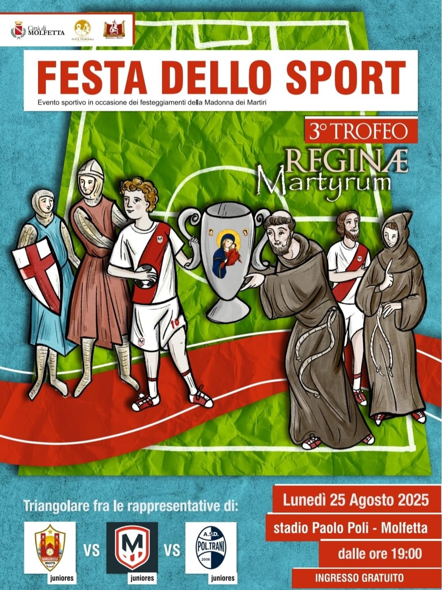 LA FESTA DELLO SPORT TROFEO REGINA MARTYRUM A MOLFETTA IL 25 AGOSTO E CORTEO STORICO IL 23 AGOSTO