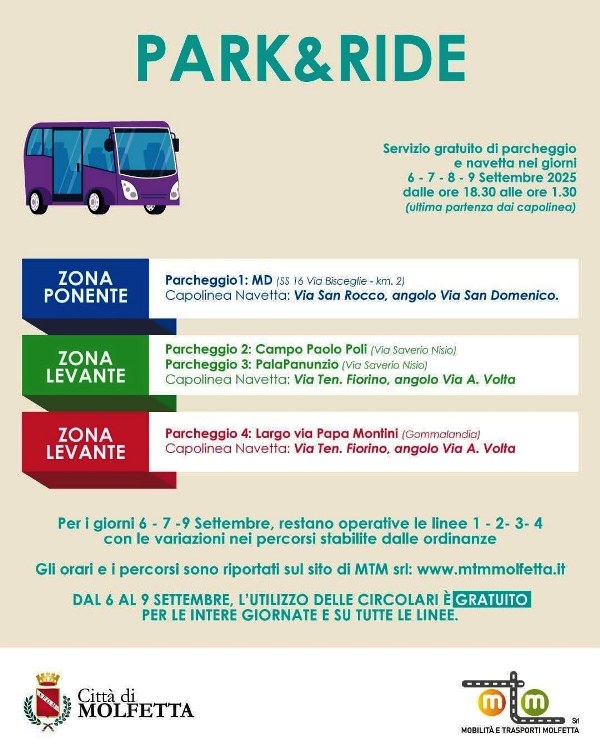 PARK AND RIDE PER LA FIERA : TUTTI I DETTAGLI PER CHI ARRIVA A MOLFETTA