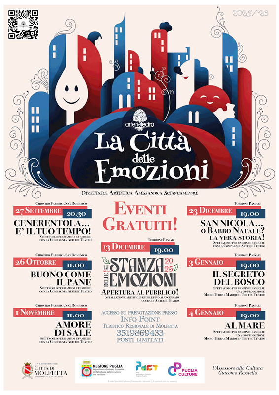 ARTERIE TEATRO PRESENTA LA CITTA DELLE EMOZIONI, EVENTI ARTISTICI E TEATRALI A MOLFETTA