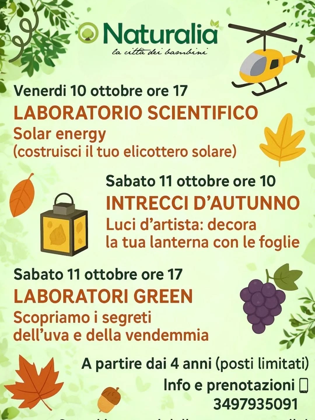 PROSEGUONO IN QUESTO WEEKEND I LABORATORI ORGANIZZATI DA NATURALIA LA CITTA' DEI BAMBINI
