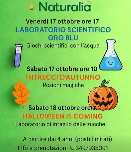 IN ARRIVO UN WEEKEND PIENO DI MAGIA, SCIENZA E CREATIVIT A CURA DI NATURALIA LA CITTA' DEI BAMBINI