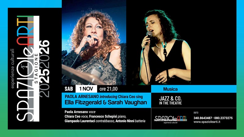 IL QUINTETTO  DI PAOLA ARNESANO DI SCENA A SPAZIOLEARTI PER UN TRIBUTO A ELLA FITZGERALD E SARAH VAUGHAN