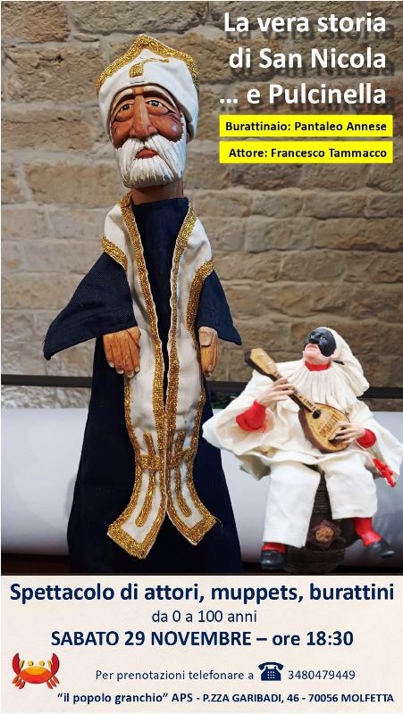 LASSOCIAZIONE IL POPOLO GRANCHIO PRESENTA LO SPETTACOLO LA VERA STORIA DI SAN NICOLA E PULCINELLA