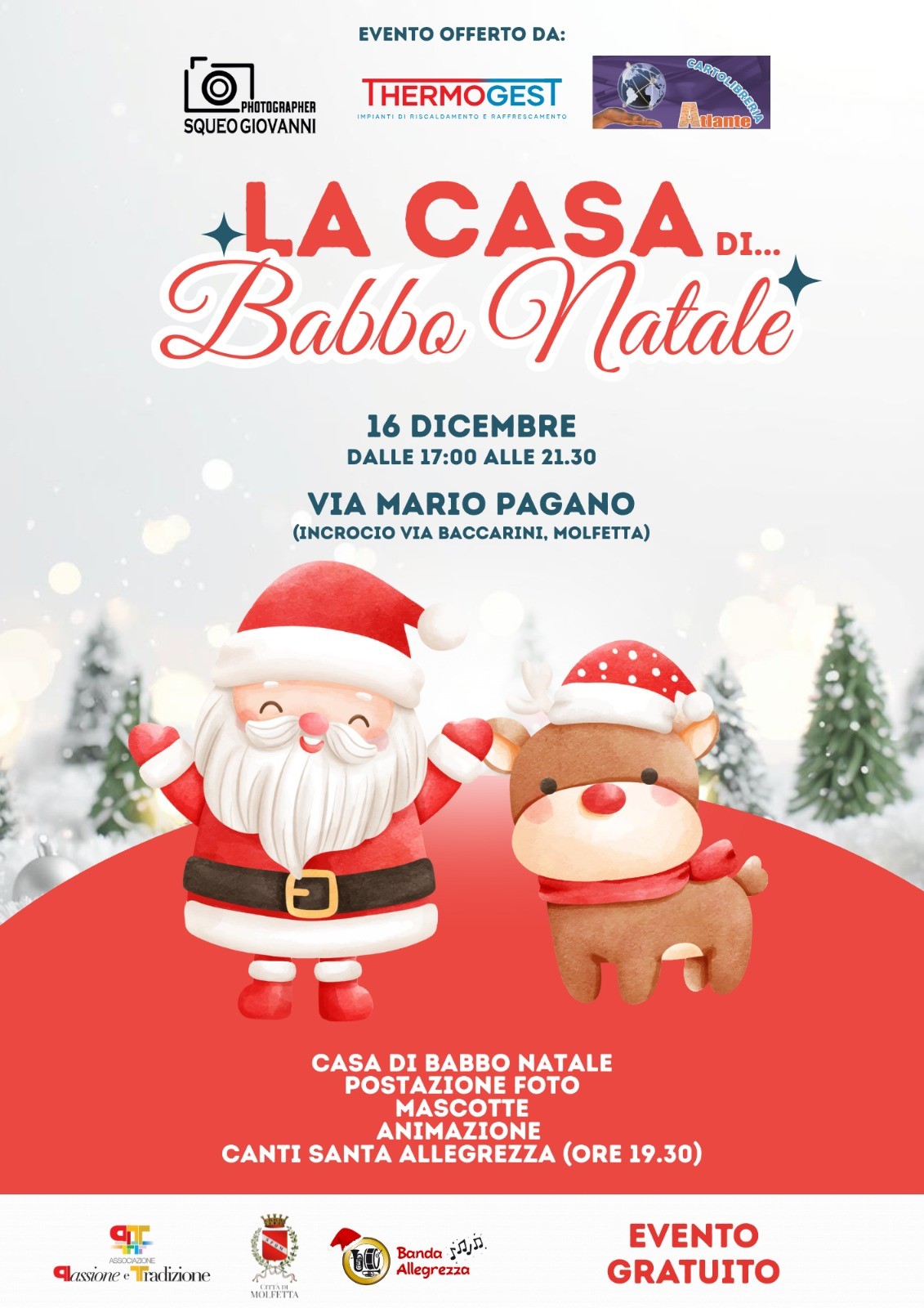IL 16 DICEMBRE A MOLFETTA LA CASA DI BABBO NATALE IN VIA MARIO PAGANO