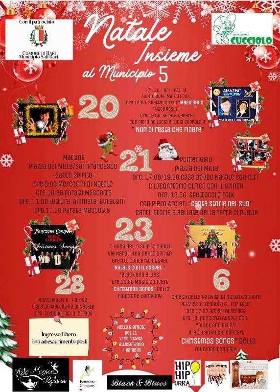 INAUGURAZIONE CARTELLONE EVENTI NATALIZI MUNICIPIO 5 BARI ASSOCIAZIONE CUCCIOLO