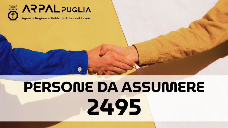 �WORKUP�: QUASI 2500 PERSONE DA ASSUMERE NELLE PROVINCE BARI, BAT E FOGGIA