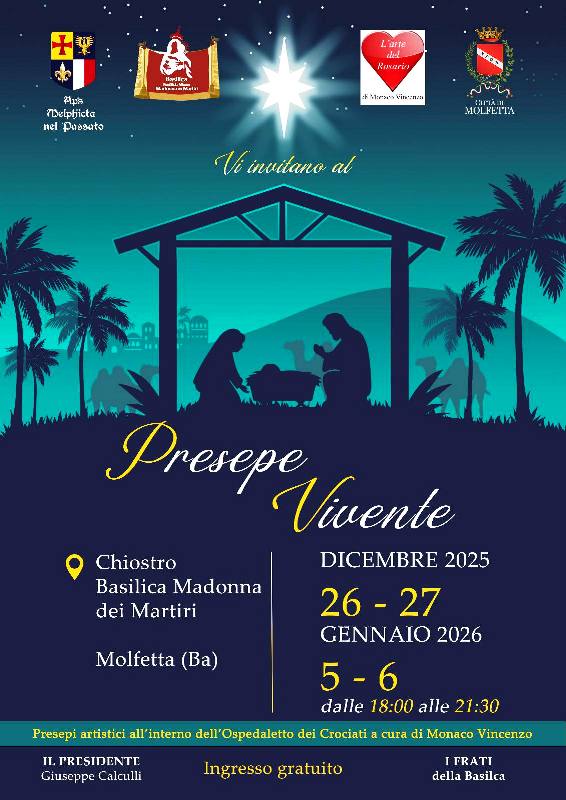 TRADIZIONALE APPUNTAMENTO CON IL PRESEPE VIVENTE AL CHIOSTRO DELLA BASILICA DELLA MADONNA DEI MARTIRI