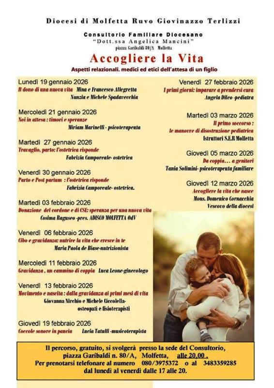 APERTE LE ISCRIZIONI AL CORSO �ACCOGLIERE LA VITA� RISERVATO ALLE COPPIE IN ATTESA DI UN FIGLIO