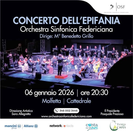 IL CONCERTO DELL�ORCHESTRA SINFONICA FEDERICIANA PER CHIUDERE IN MUSICA LE FESTIVIT� NATALIZIE