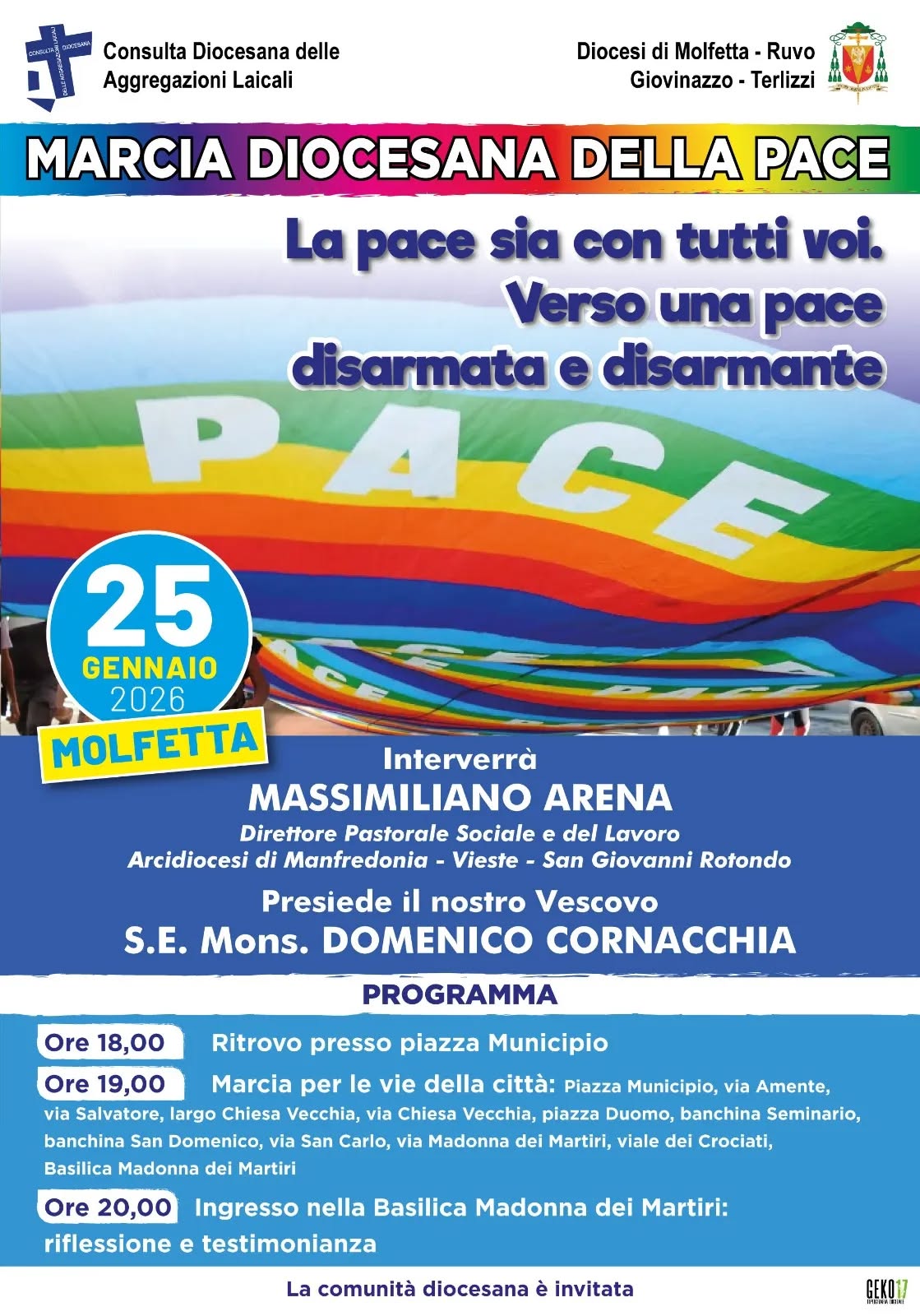 DOMENICA 25 GENNAIO TRADIZIONALE APPUNTAMENTO CON LA MARCIA DIOCESANA DELLA PACE 2026