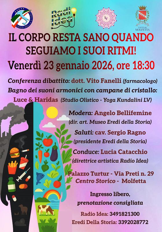 IL FARMACOLOGO VITO FANELLI TERR� UNA CONFERENZA-DIBATTITO A MOLFETTA SU GENETICA, ALIMENTAZIONE, SALUTE E MEDICINA PERSONALIZZATA 