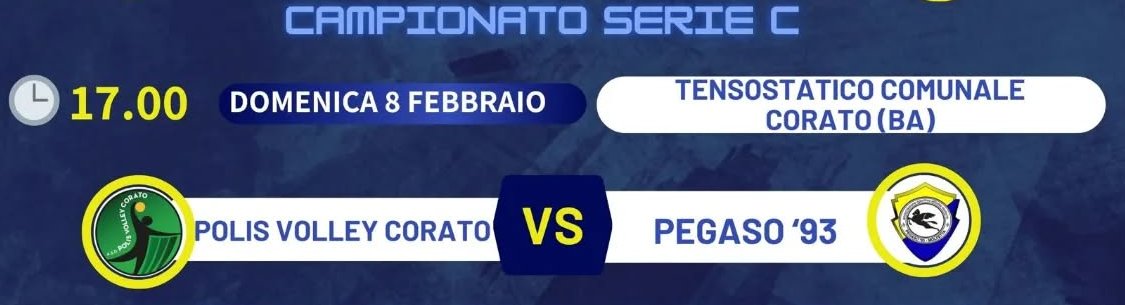 IN TRASFERTA, QUESTA SERA DOMENICA 8 FEBBRAIO, L�ASDAM PEGASO �93 MOLFETTA AFFRONTA LA POLIS VOLLEY CORATO